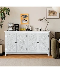 Casainc 60" White Accent Storage Cabinet with 4 Doors