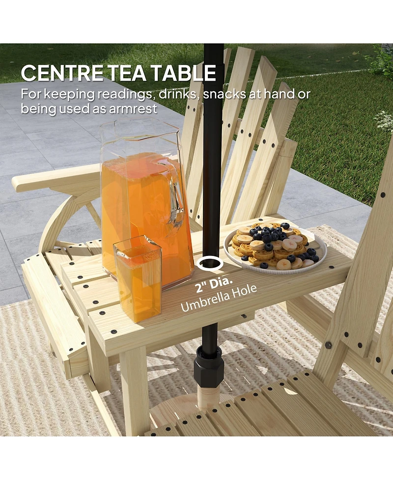 Outsunny Wooden Garden Bench with Table, 2-Seat Outdoor Bench