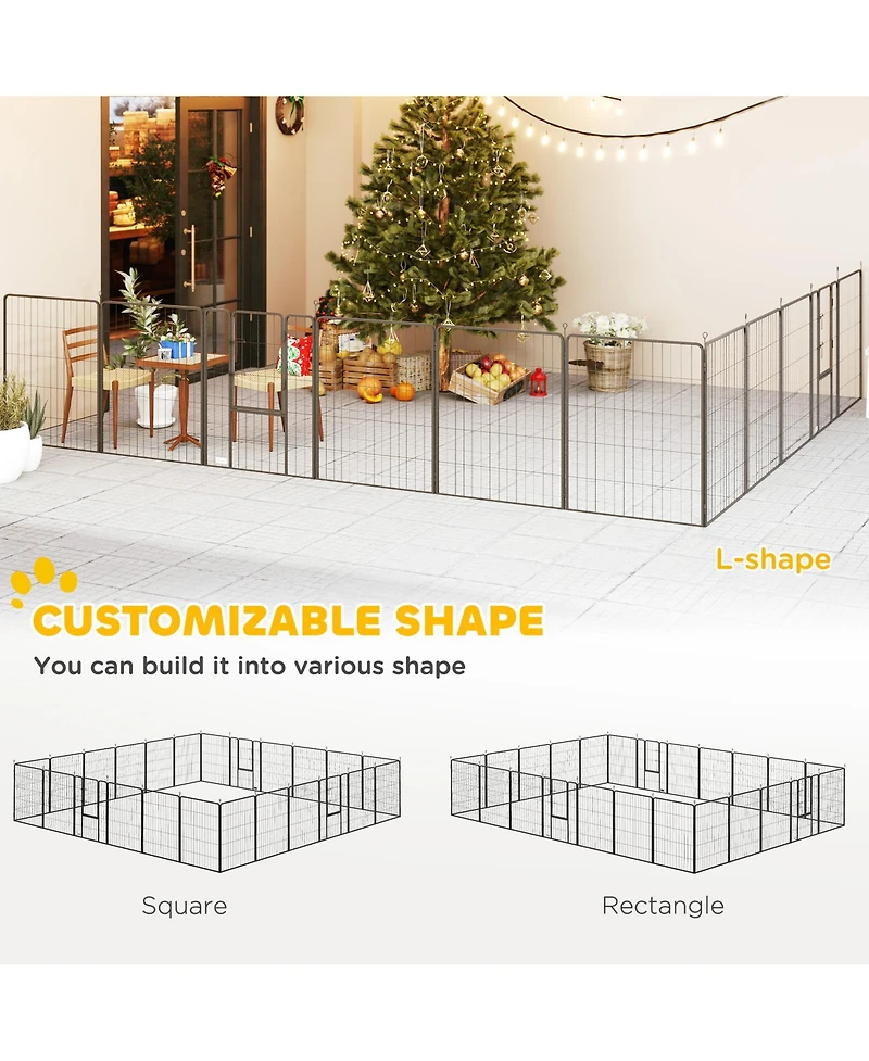 PawHut 39" H Dog Playpen, 24 Panels Puppy Playpen for Multiple Dogs