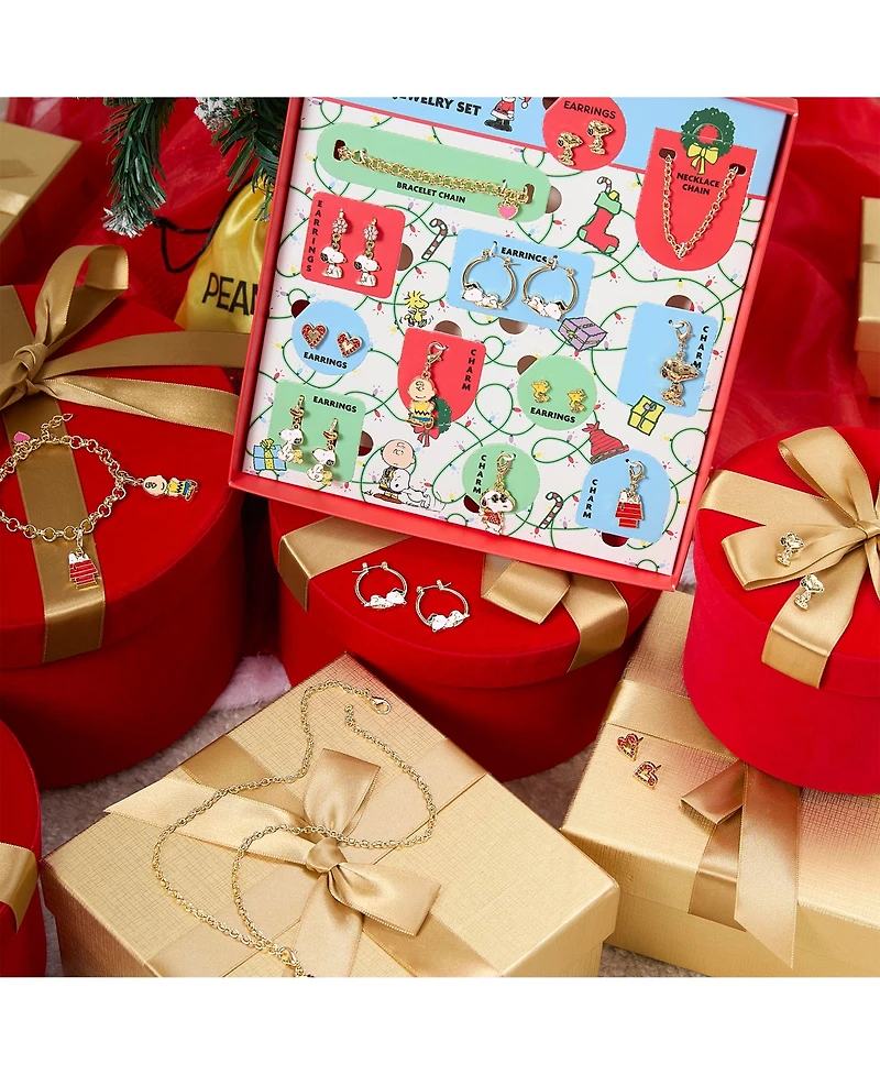 Peanuts Snoopy Jewelry Advent Gift Set: Necklace, Bracelet & Charms Mix & Match Christmas Calendar Box Collection