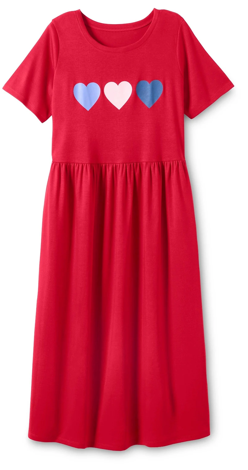 Woman Within Plus Short-Sleeve Scoopneck Empire Waist Dress