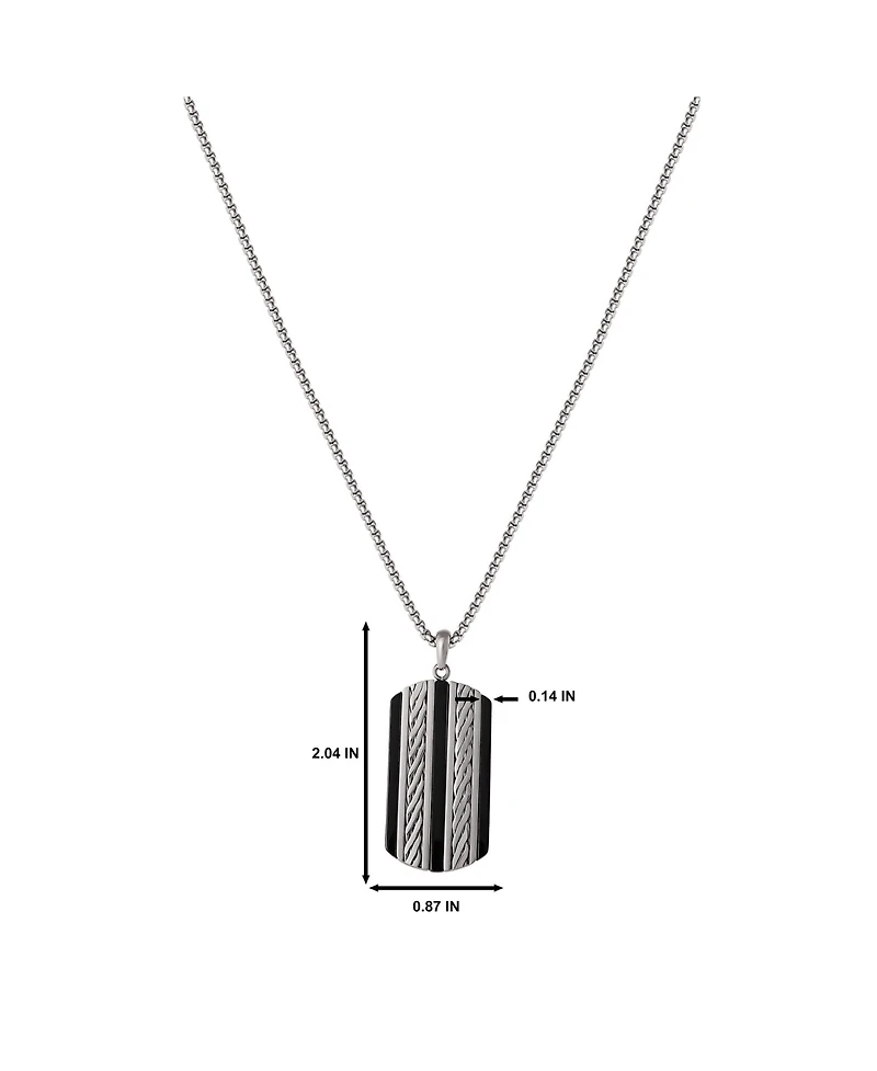 Lucky Brand Men's Pendant Necklace with Striped Dog Tag - 22'' Chain