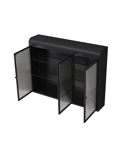 Casainc Arched 3-Door Wall Mounted Glass Cabinet for Kitchen, Living Room, Bathroom