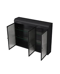 Casainc Arched 3-Door Wall Mounted Glass Cabinet for Kitchen, Living Room, Bathroom