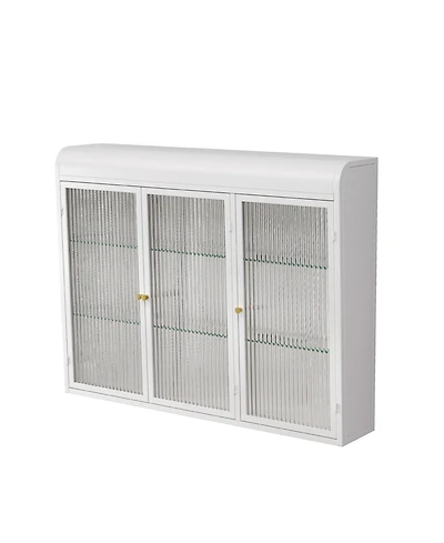 Casainc Arched 3-Door Wall Mounted Glass Cabinet for Kitchen, Living Room, Bathroom