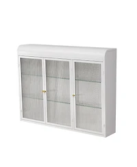 Casainc Arched 3-Door Wall Mounted Glass Cabinet for Kitchen, Living Room, Bathroom