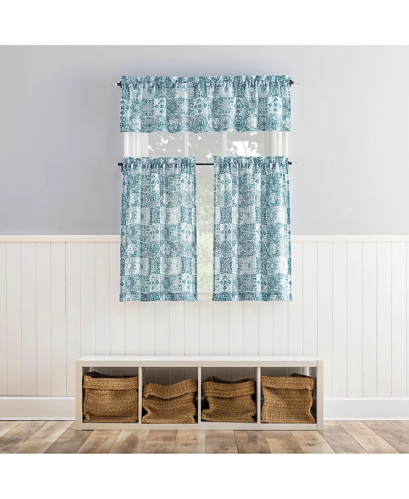 Greco Mosaic Semi-Sheer Rod Pocket Kitchen Curtain Valance