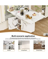 Casainc 47" Folding Dining Table with Storage Rack, Cabinet and Lockable Wheels