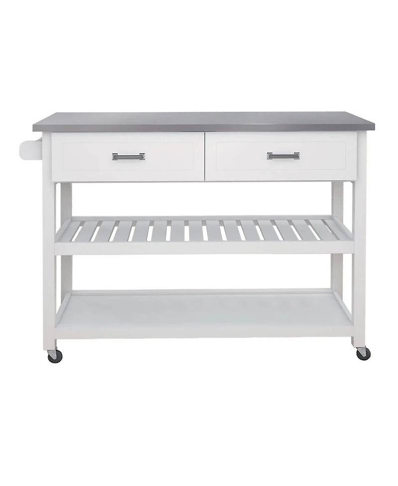 Casainc Kitchen Cart with Stainless Steel Top and Two Drawers for Versatile Storage