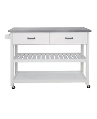 Casainc Kitchen Cart with Stainless Steel Top and Two Drawers for Versatile Storage
