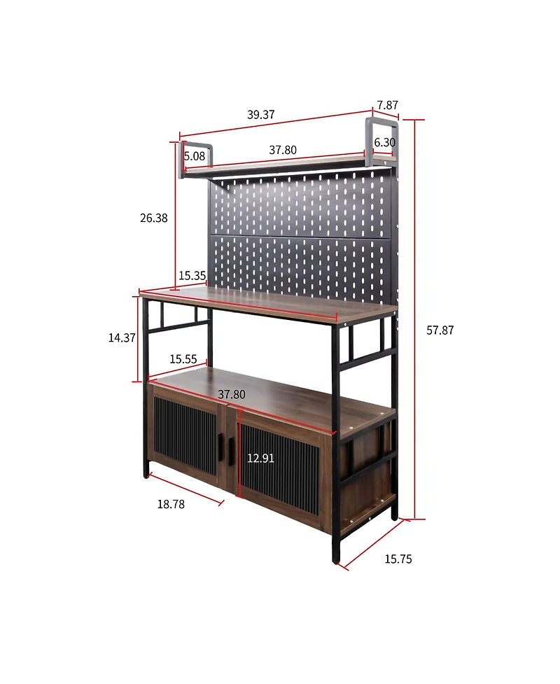 Casainc Kitchen Bakers Rack with Cabinet Door and Storage Shelf for Small Space Organization