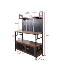 Casainc Kitchen Bakers Rack with Cabinet Door and Storage Shelf for Small Space Organization