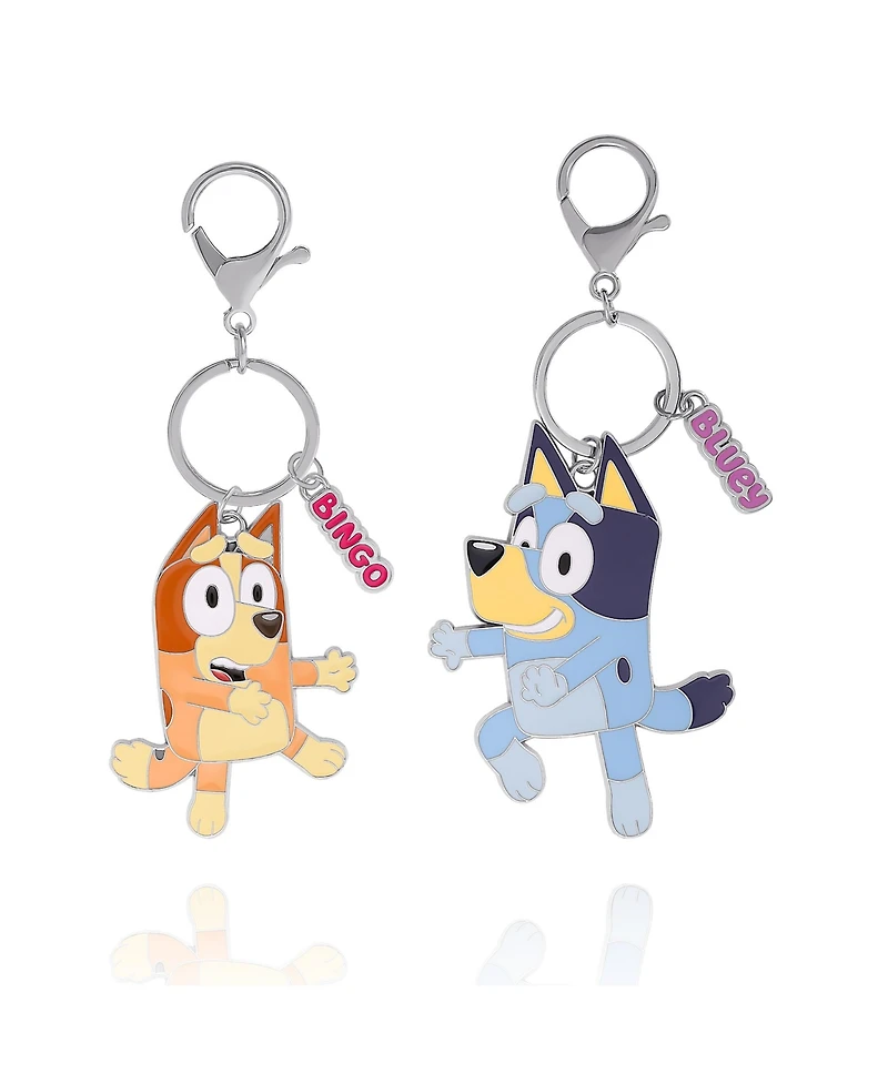 Bluey and Bingo Enamel Charm Keychains - 2 Pack Set