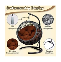 Zeus & Ruta Brown Rattan Cat Egg Chair with Stand and Cushion