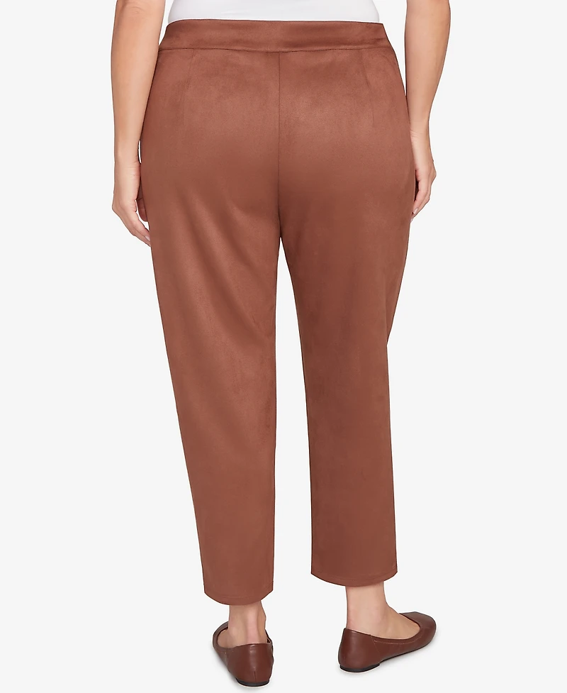 Hearts Of Palm Plus Solid Faux Suede Pants