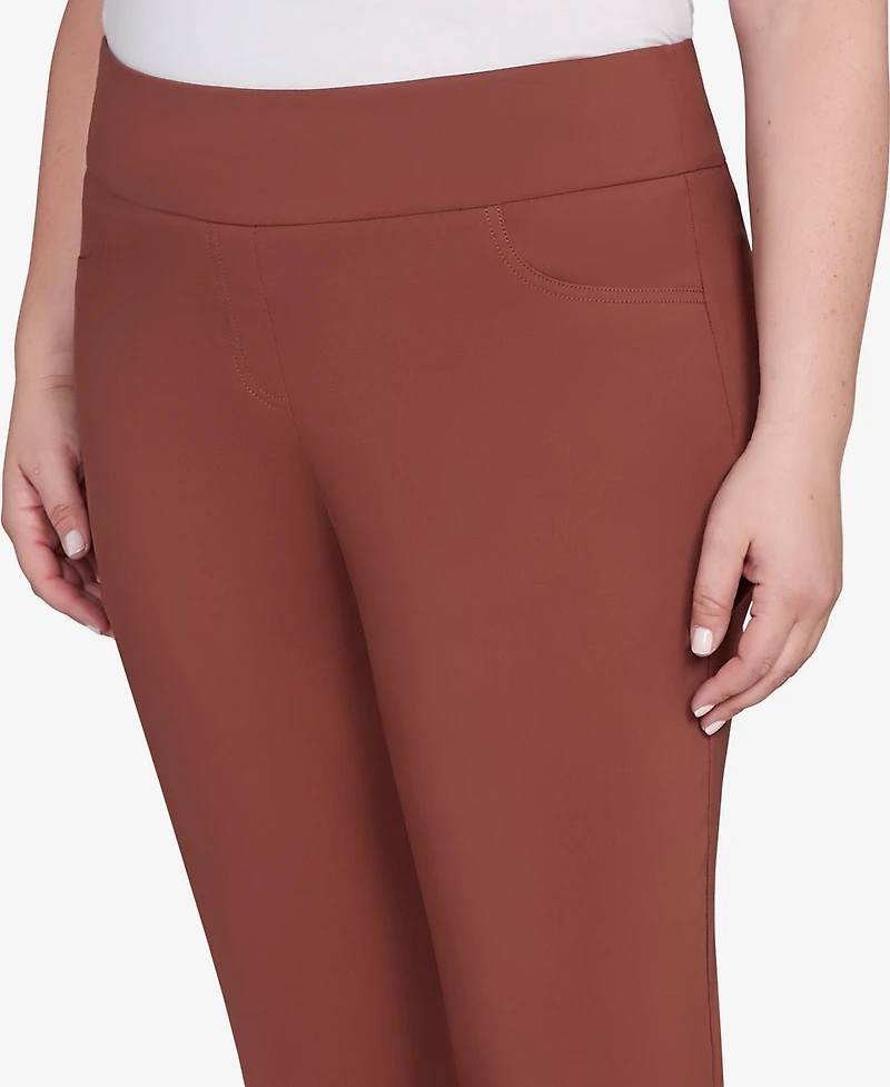 Hearts Of Palm Plus Solid Tech Stretch Ankle Length Pants