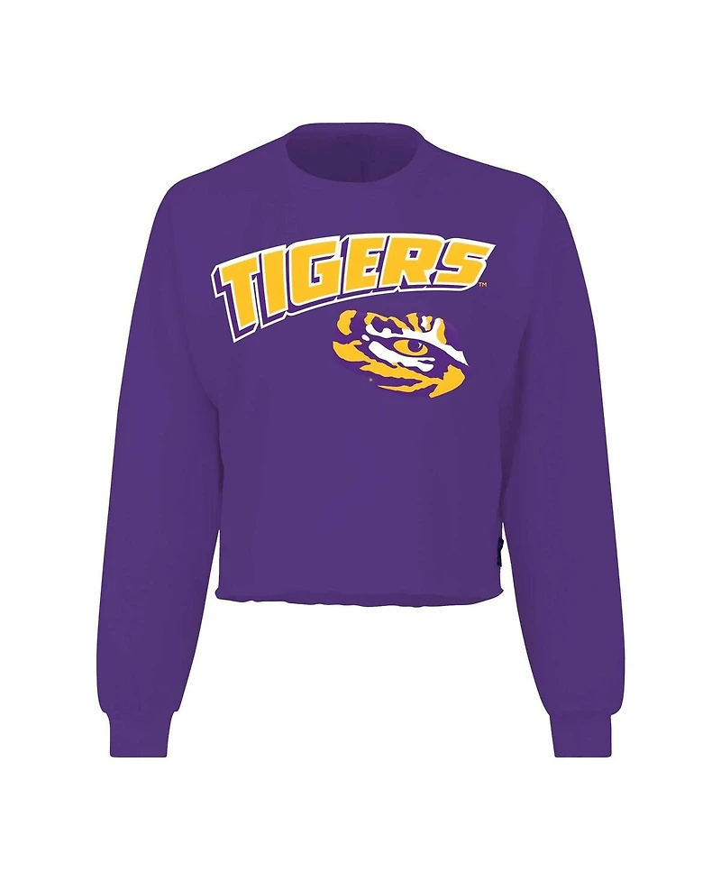 Spirit Jersey Women's Purple Lsu Tigers Slouchy Cropped Long Sleeve T-Shirt