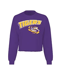 Spirit Jersey Women's Purple Lsu Tigers Slouchy Cropped Long Sleeve T-Shirt