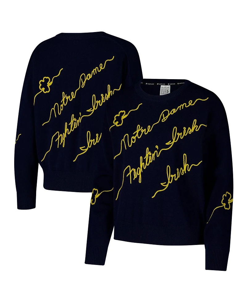 Kadyluxe Women's Navy Notre Dame Fighting Irish Love Note Pullover Sweater