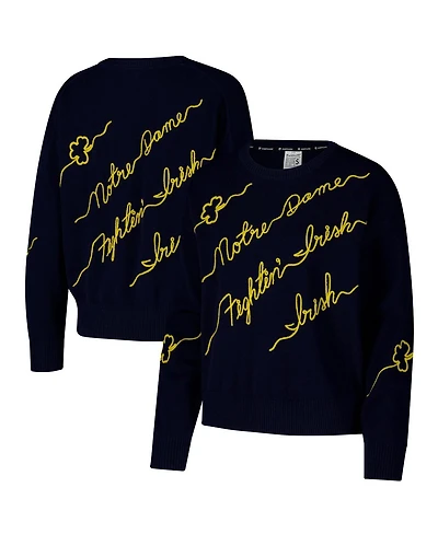 Kadyluxe Women's Navy Notre Dame Fighting Irish Love Note Pullover Sweater