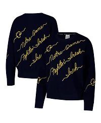 Kadyluxe Women's Navy Notre Dame Fighting Irish Love Note Pullover Sweater