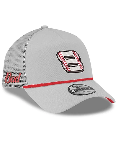 New Era Men's Gray Dale Earnhardt Jr. Budweiser 9FORTY A-Frame Trucker Adjustable Hat
