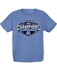 Blue 84 Big Boys and Girls Carolina North Tar Heels 2025 Acc Baseball Conference Tournament Champions Locker Room T-Shirt
