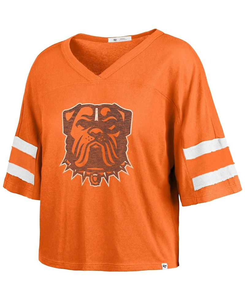'47 Brand Women's Orange Cleveland Browns Premier Scout Cropped V-Neck T-Shirt