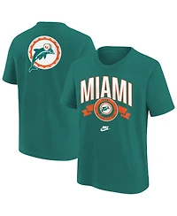 Nike Big Boys and Girls Aqua Miami Dolphins Rewind Front Back Essential T-Shirt