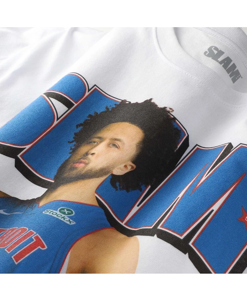 Slam Men's and Women's Cade Cunningham White Detroit Pistons April/May 2025 Cover Graphic T-Shirt