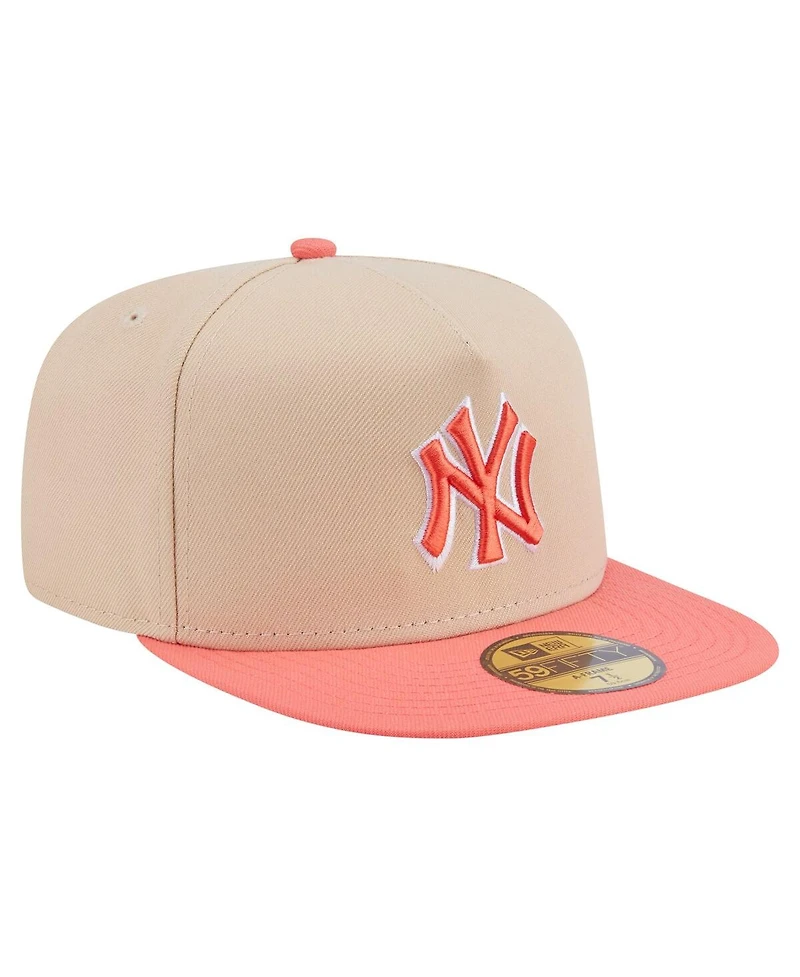 New Era Men's /Light Beige York Yankees Two-Tone Color Pack A-Frame 59FIFTY Fitted Hat