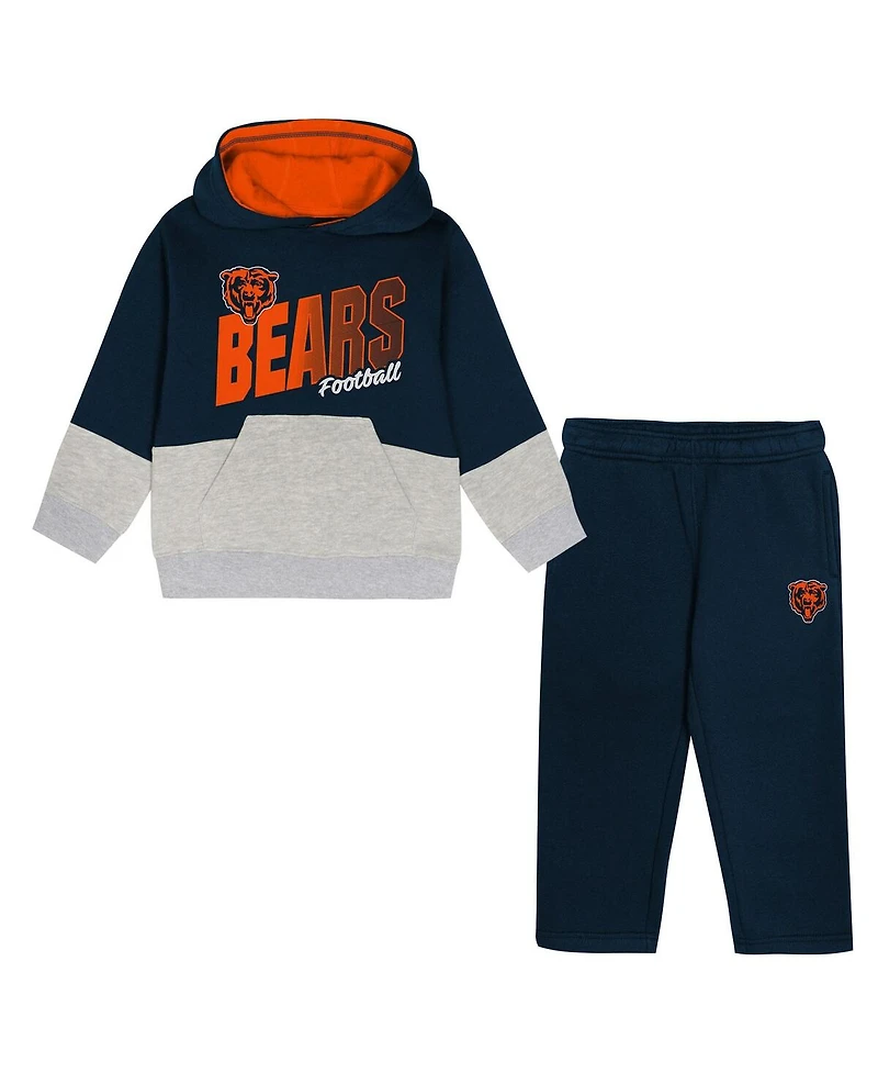 Outerstuff 2-Piece Toddler Navy Chicago Bears Lineman Fleece Hoodie and Pants Set