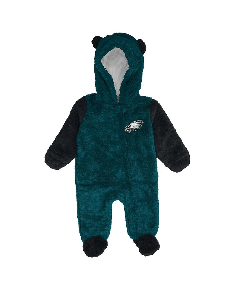 Outerstuff Baby Boys and Girls Midnight Green Philadelphia Eagles Stay Napping Fleece Bunting Full-Zip Sleeper