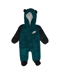 Outerstuff Baby Boys and Girls Midnight Green Philadelphia Eagles Stay Napping Fleece Bunting Full-Zip Sleeper