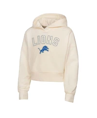 Outerstuff Big Girls Cream Detroit Lions Oversized Cropped Blitz Hoodie