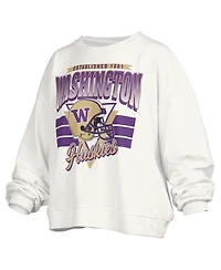 Pressbox Women's White Washington Huskies Oversized Janice Retro Waist-Length Pullover Sweatshirt
