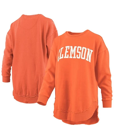 Pressbox Women's Orange Clemson Tigers Melange Poncho Vintage Fleece Long Sleeve Pullover Sweatshirt