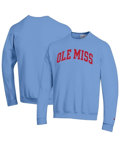 Champion Men's Powder Blue Ole Miss Rebels Basic Arch Fleece Pullover Sweatshirt