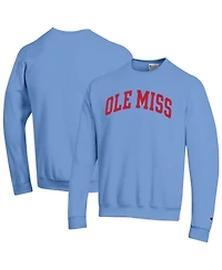Champion Men's Powder Blue Ole Miss Rebels Basic Arch Fleece Pullover Sweatshirt