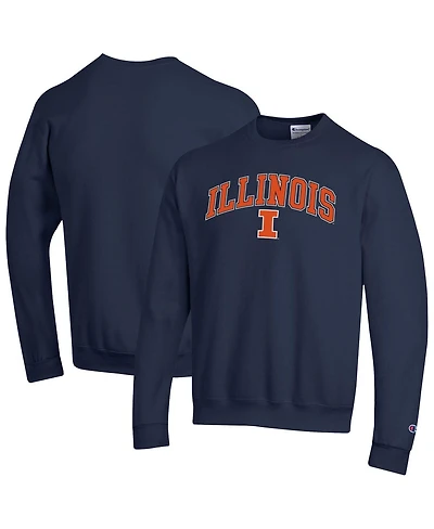 Champion Men's Navy Illinois Fighting Illini Arch Over Logo Pullover Sweatshirt
