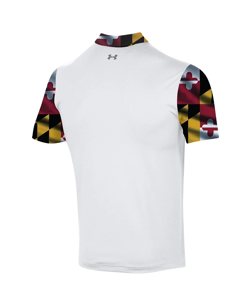 Under Armour Men's White Maryland Terrapins Gameday Armourfuse Polo Shirt