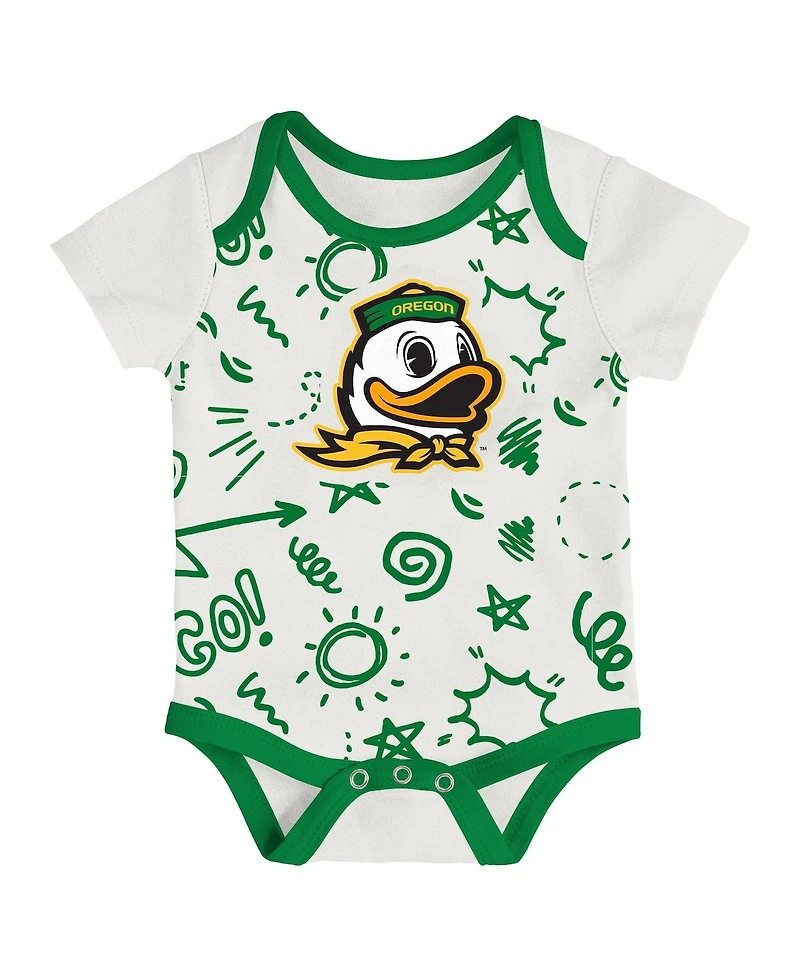 Outerstuff Baby Boys and Girls 3-Piece Oregon Ducks All Day Play Bodysuit Set