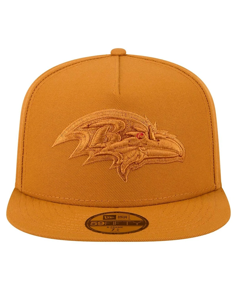 New Era Men's Brown Baltimore Ravens Color Pack A-Frame 59FIFTY Fitted Hat