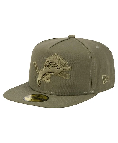 New Era Men's Olive Detroit Lions Color Pack A-Frame 59FIFTY Fitted Hat