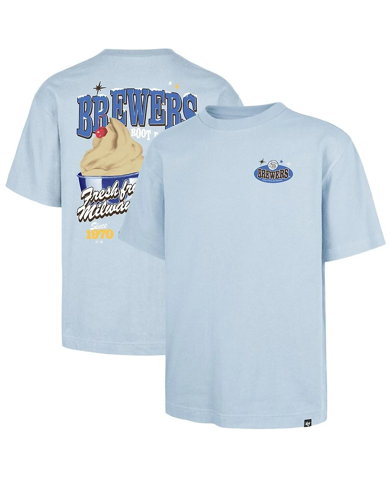 47 Brand Men's Light Blue Milwaukee Brewers Ice Cream Parlor Foundation T-Shirt