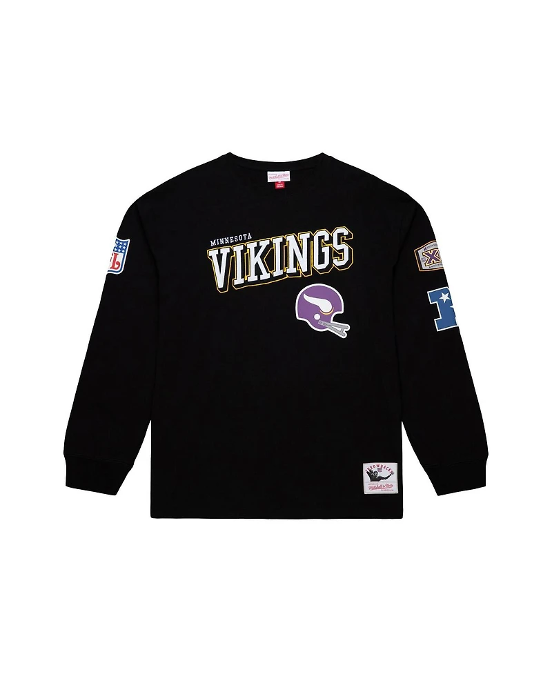 Mitchell & Ness Men's Black Minnesota Vikings Training Camp Vintage Logos Long Sleeve T-Shirt