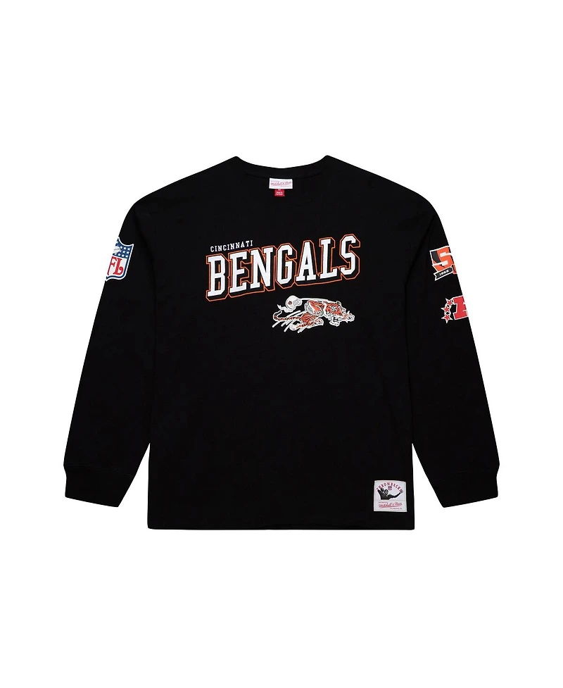 Mitchell & Ness Men's Black Cincinnati Bengals Training Camp Vintage Logos Long Sleeve T-Shirt