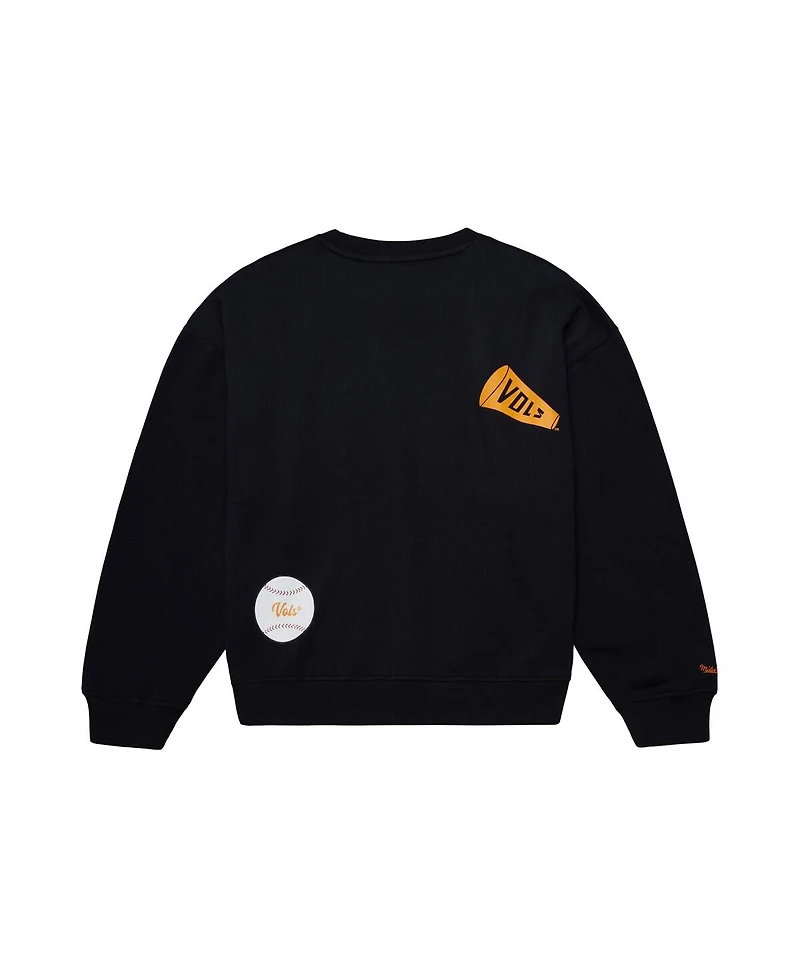 Mitchell Ness Women's Black Tennessee Volunteers Multi-Hit Crewneck Pullover Sweatshirt