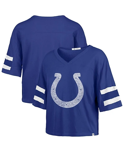 '47 Brand Women's Royal Indianapolis Colts Premier Scout Cropped V-Neck T-Shirt