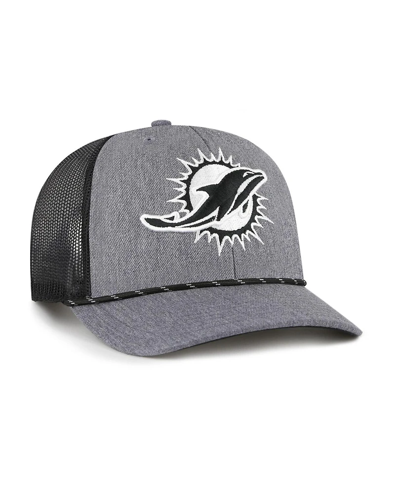 '47 Brand Men's Heather Charcoal Miami Dolphins Carbon Rope Trucker Adjustable Hat